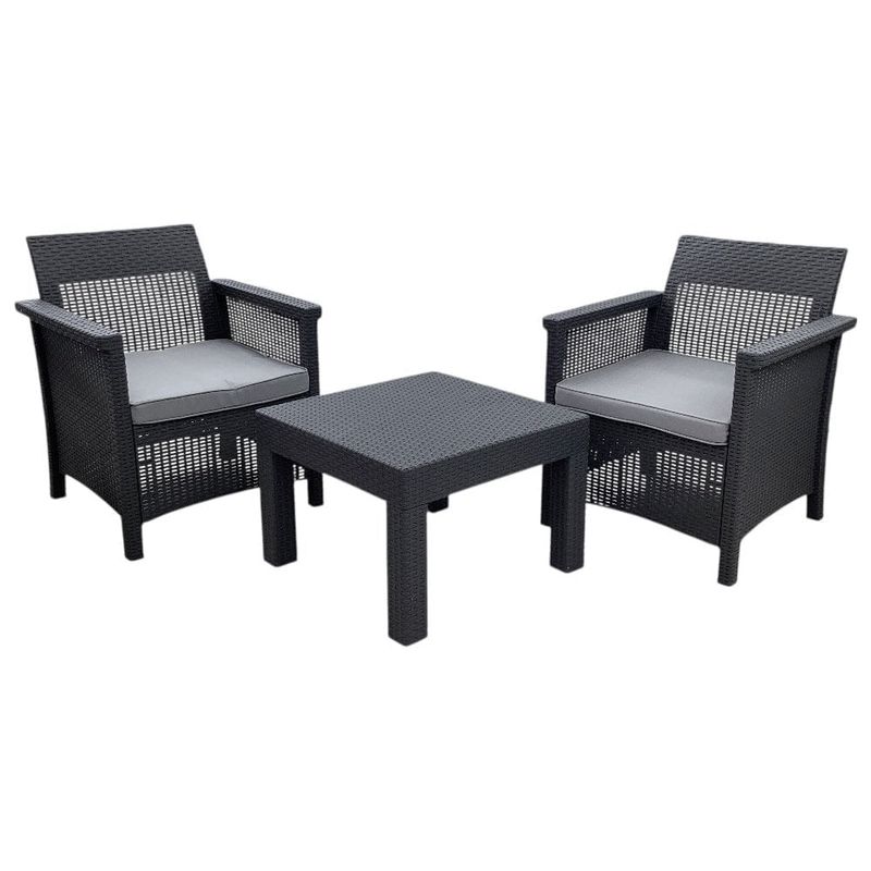 conjunto para jardim ideal 3 peças mesa e cadeiras cinza y-bi