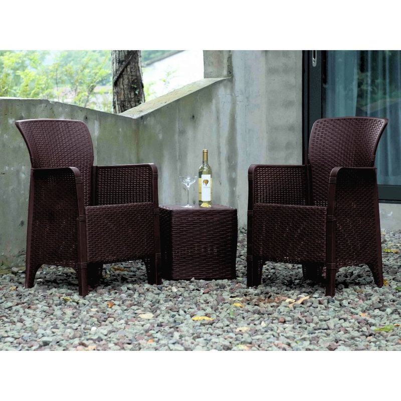 conjunto para jardim ideal 3 peças mesa e cadeiras marrom y-bi