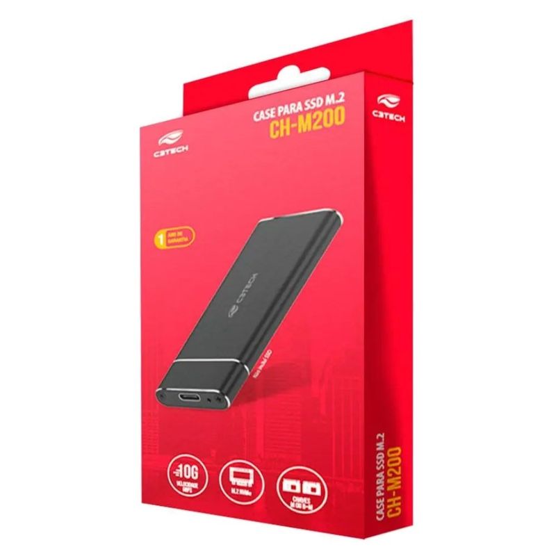 case adaptador para ssd m.2 nvme pcie c3tech usb tipo-c ch-m200bk (mp)