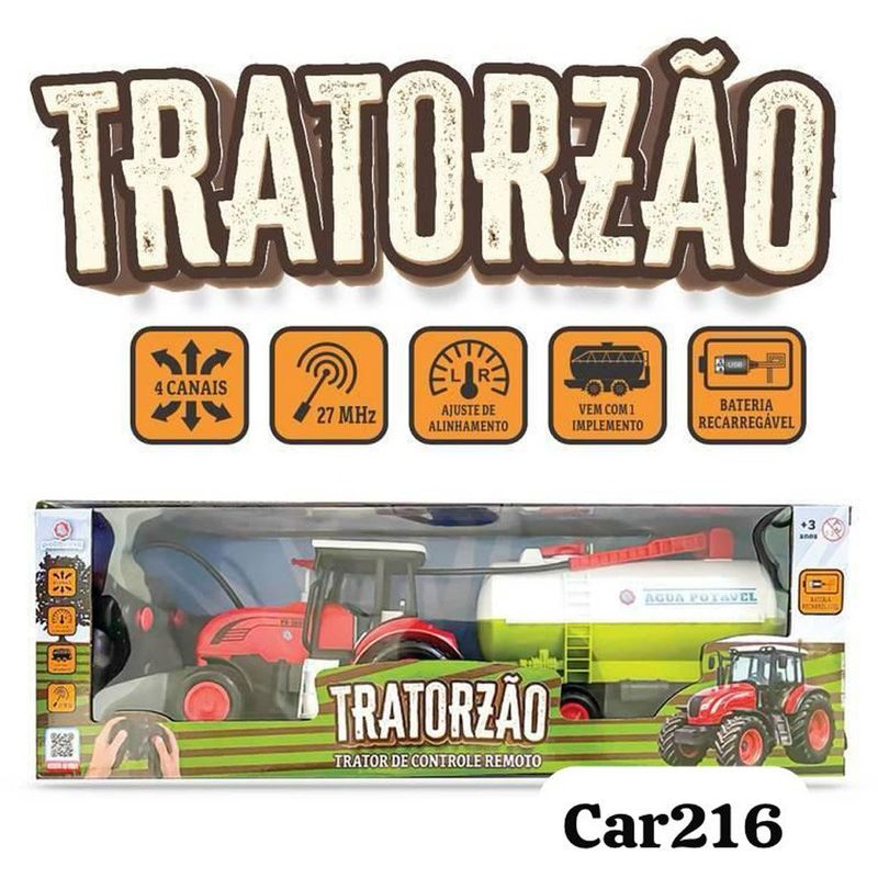 carro polibrinq com controle remoto tratorzao car216