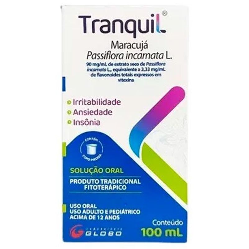 tranquil passiflora incarnata l. 90mg/ml solução oral 100ml globo