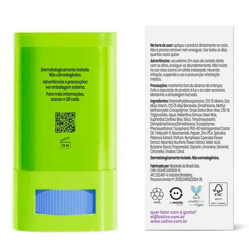 bastão antioleosidade niacinamida 15g sallve