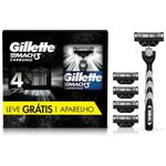 aparelho de barbear recarregável gillette mach3 carbono + 4 refis