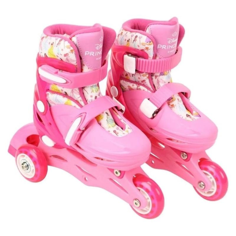 patins infantil bbr toys princesas 3 rodas com kit de proteção n°28/31 di0004 (mp)