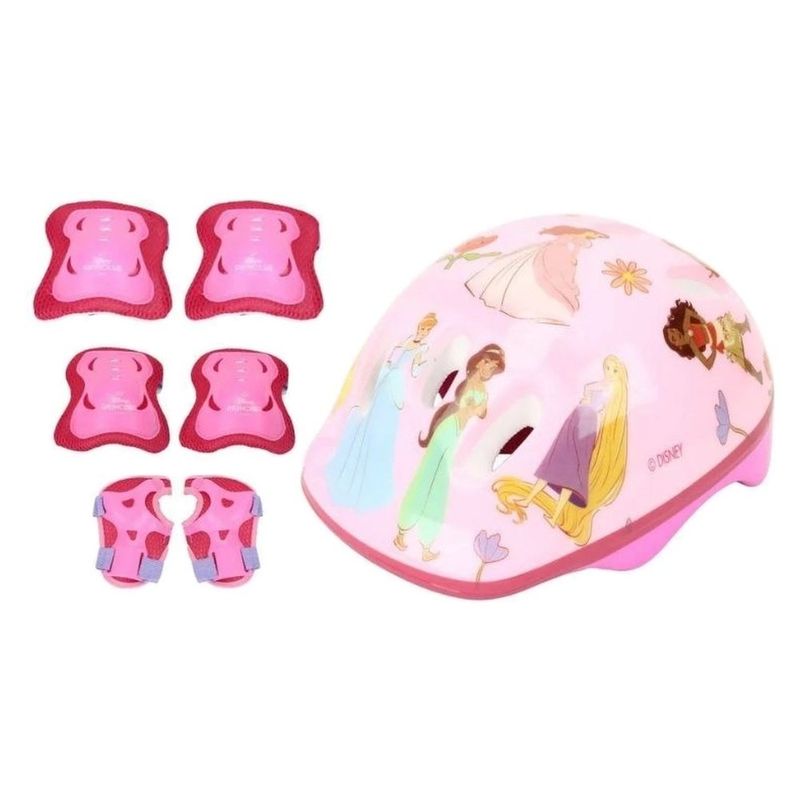 patins infantil bbr toys princesas 3 rodas com kit de proteção n°28/31 di0004 (mp)