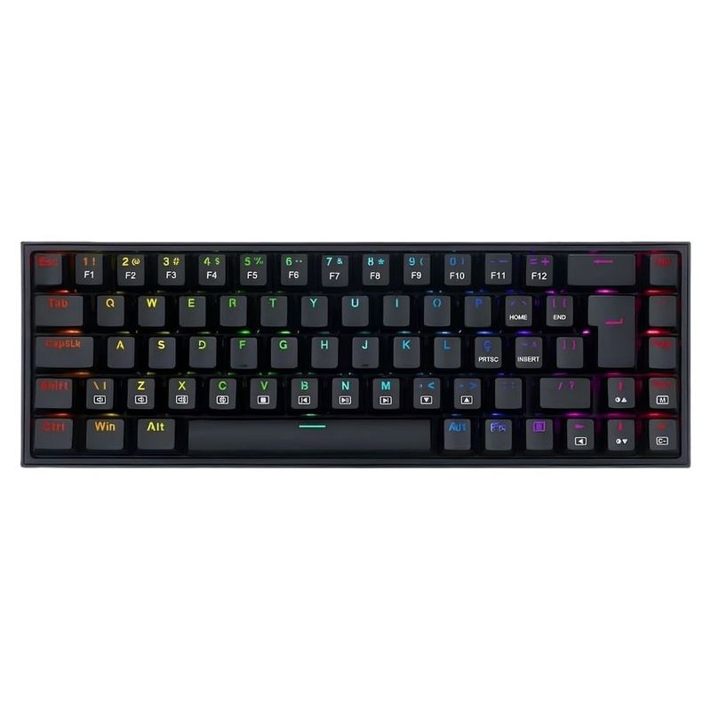 teclado gamer redragon mecânico castor rgb usb k631-r preto (mp)