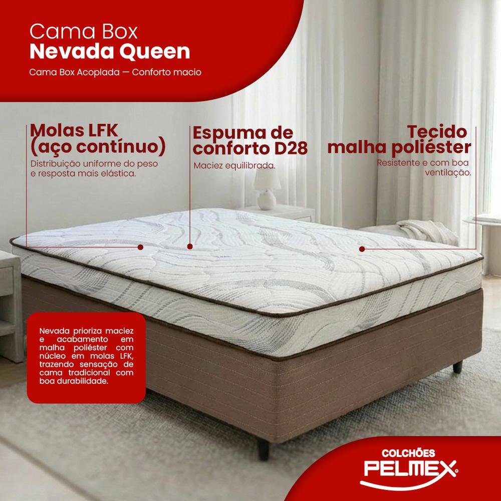 Cama Box Queen Nevada Plus Pelmex Mola LFK 70x158x198cm