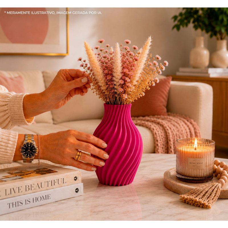 vaso decorativo estrela tekton3d rosa (mp)