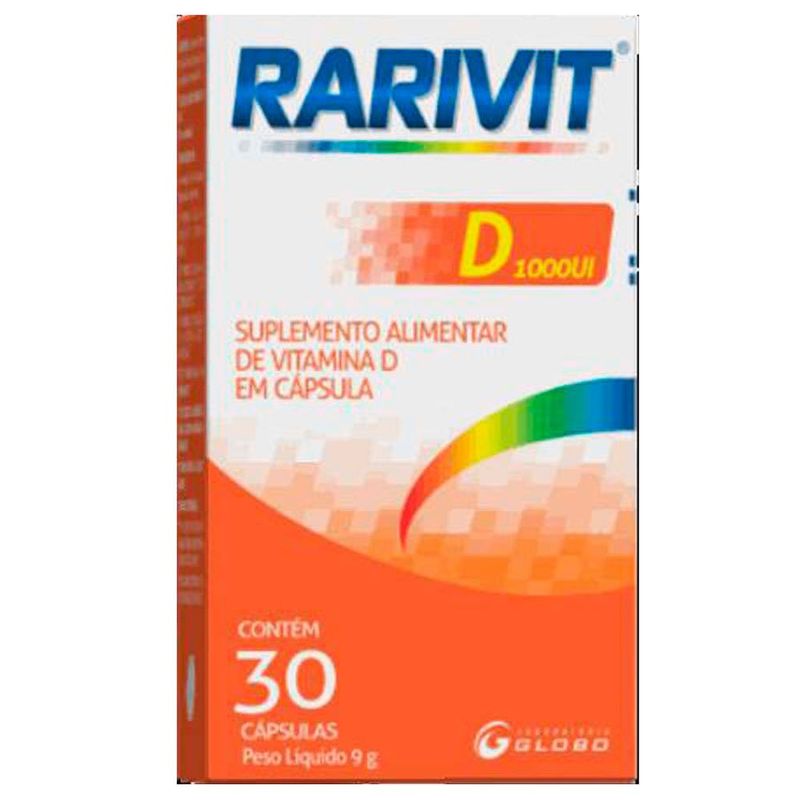 rarivit d 1000ui 30 cápsulas suplemento alimentar de vitamina d globo