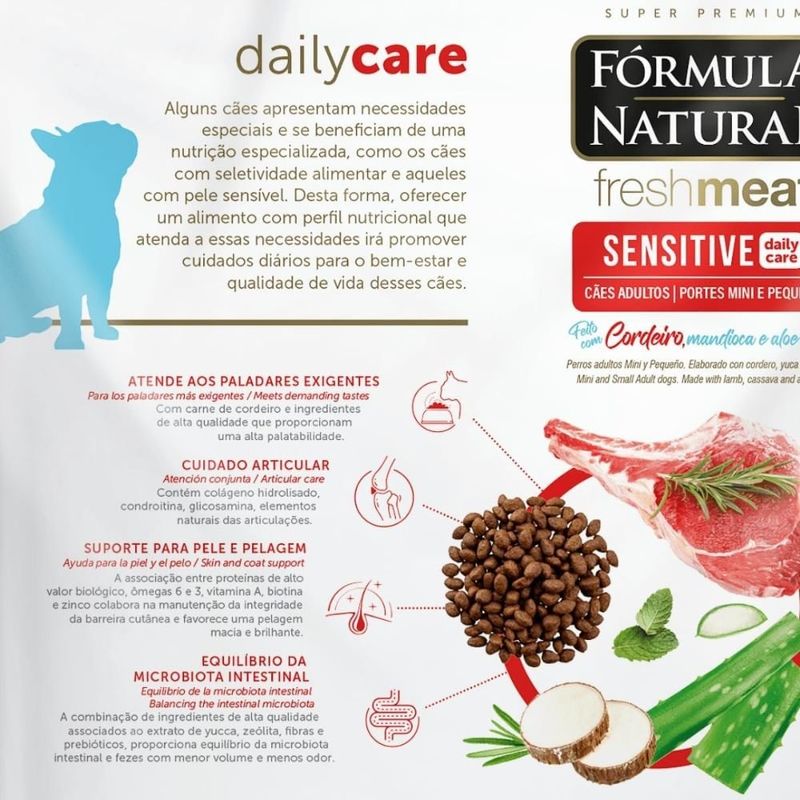 ração para cães adultos fórmula natural fresh meat sensitive cordeiro 10,1kg (mp)