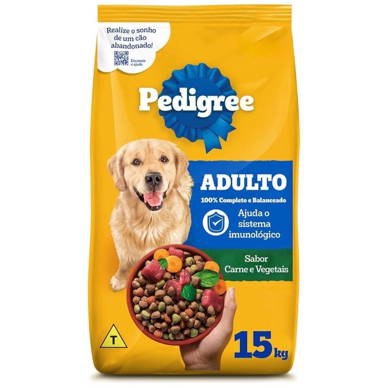 ração pedigree adulto carne e vegetais 15kg (mp)