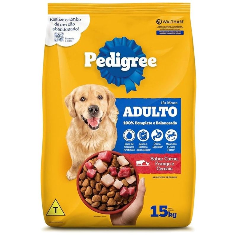 ração pedigree adulto carne frango e cereais 15kg (mp)