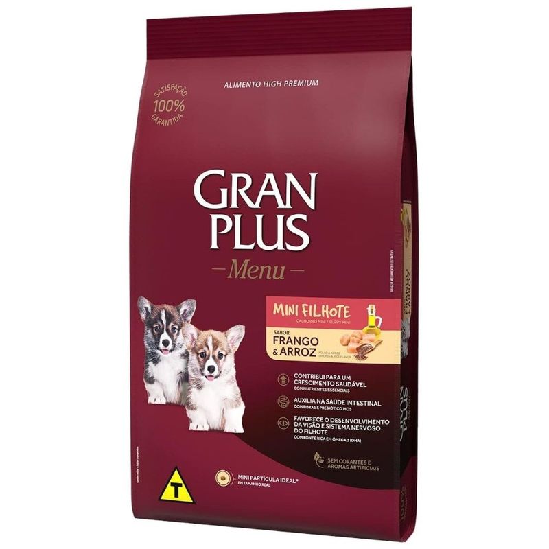 ração para cães filhotes gran plus menu mini frango arroz 10,1kg (mp)