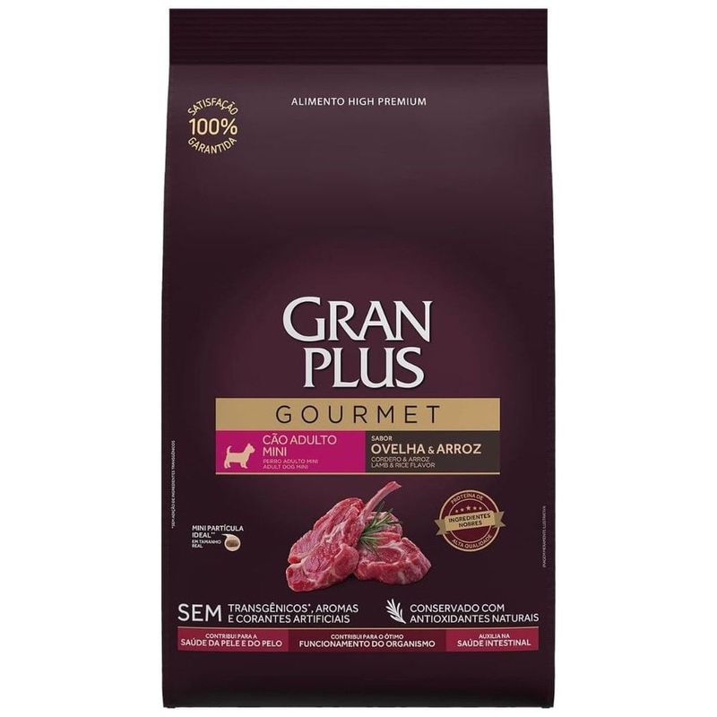 ração para cães adultos gran plus gourmet mini ovelha arroz 15kg (mp)