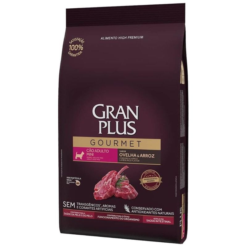 ração para cães adultos gran plus gourmet mini ovelha arroz 15kg (mp)