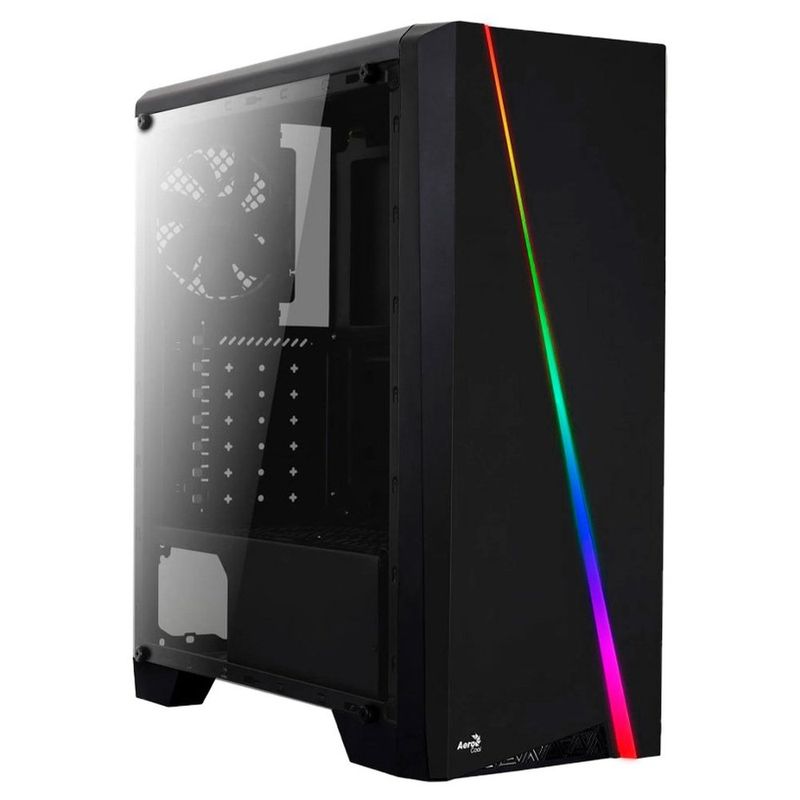 gabinete gamer aerocool cylon mid tower rgb acrílico preto 63858 (mp)