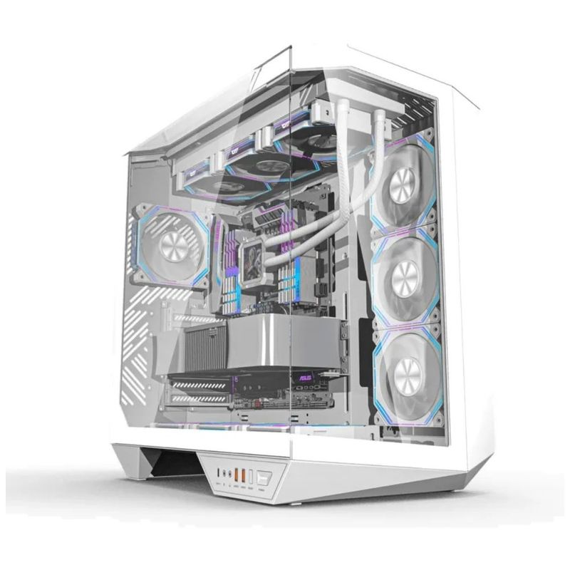 gabinete gamer darkflash dy470 atx aquário vidro temperado argb branco (mp)