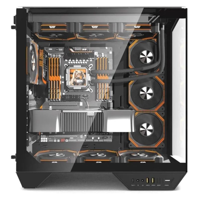 gabinete gamer darkflash dy470 atx aquário vidro temperado argb preto (mp)
