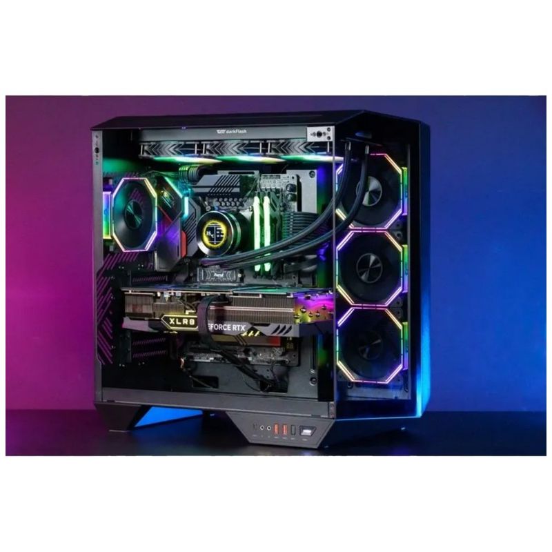 gabinete gamer darkflash dy470 atx aquário vidro temperado argb preto (mp)