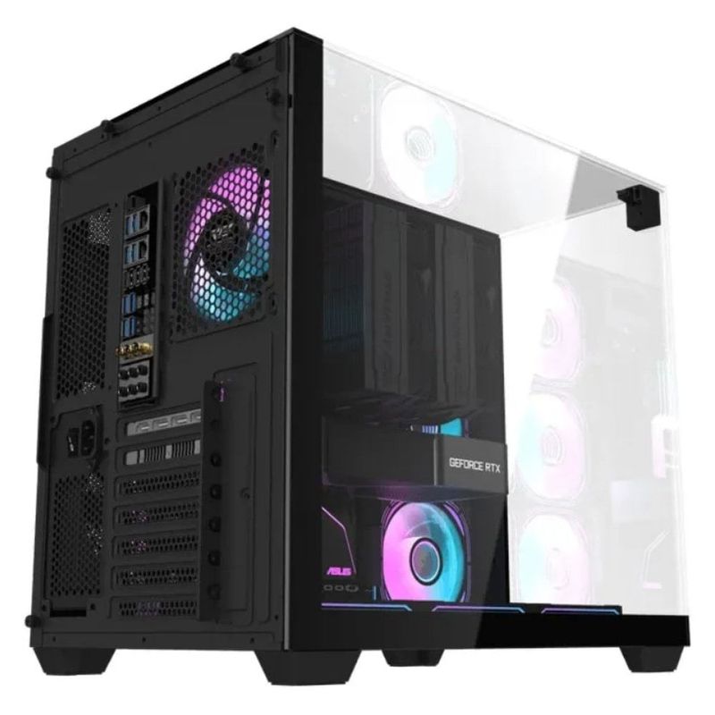 gabinete gamer darkflash th285 atx aquário vidro temperado argb preto (mp)