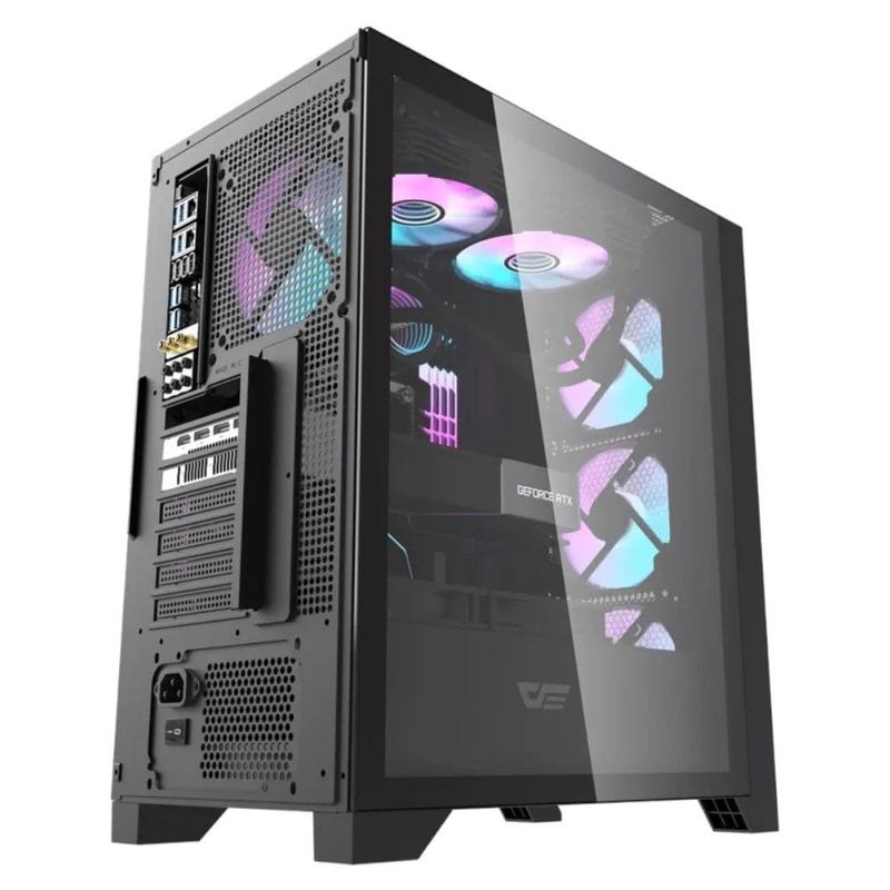 gabinete gamer darkflash drx70 mesh mid tower atx vidro temperado argb preto (mp)