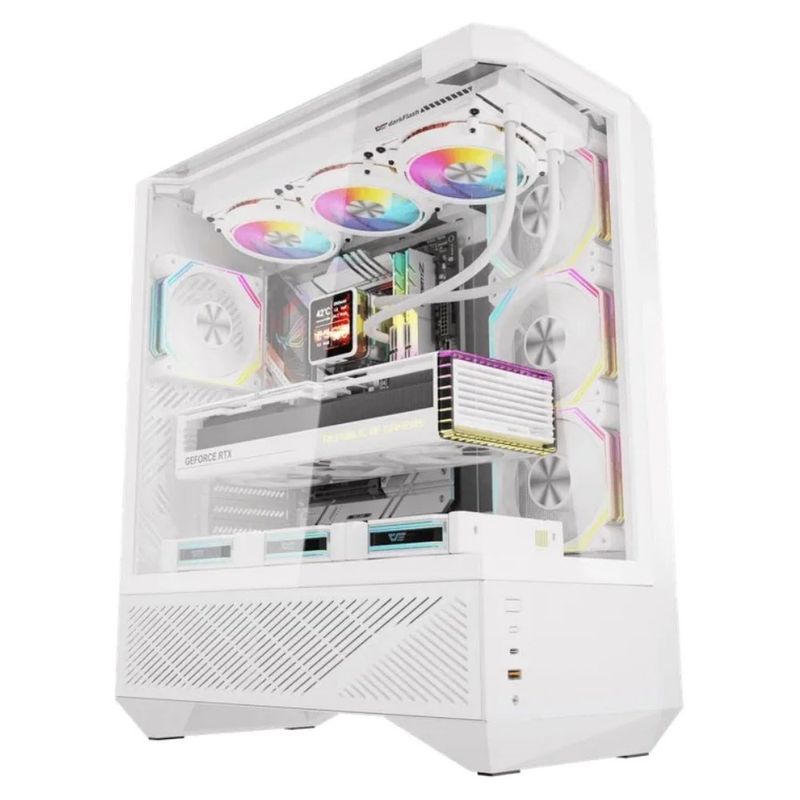 gabinete gamer darkflash dy460 mid tower atx vidro temperado argb branco (mp)
