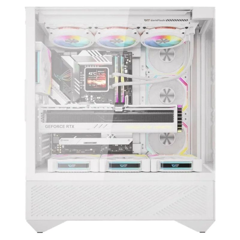 gabinete gamer darkflash dy460 mid tower atx vidro temperado argb branco (mp)