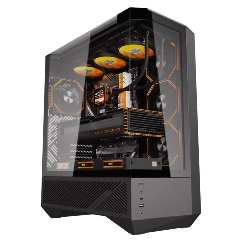 gabinete gamer darkflash dy460 mid tower atx vidro temperado argb preto (mp)