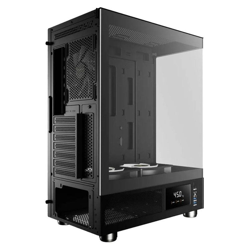 gabinete gamer gamdias atlas e1 mid tower vidro temperado com 3 fans argb preto (mp)
