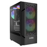 gabinete gamer gamdias aura gc7 mid tower vidro temperado com 3 fans argb preto (mp)
