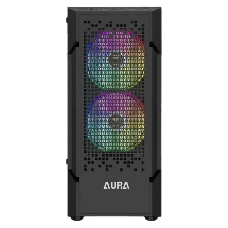 gabinete gamer gamdias aura gc7 mid tower vidro temperado com 3 fans argb preto (mp)