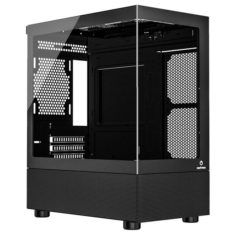 gabinete gamer onepower crystal mid tower aquário vidro temperado cc-202b (mp)