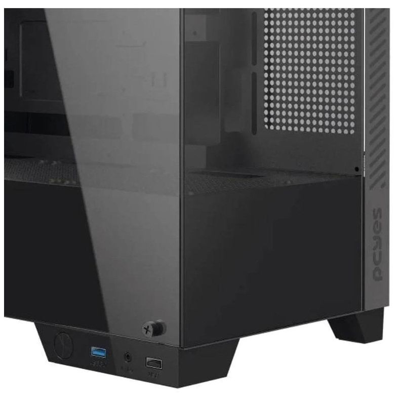 gabinete gamer pcyes forcefield twr black vulcan mid tower vidro temperado preto (mp)