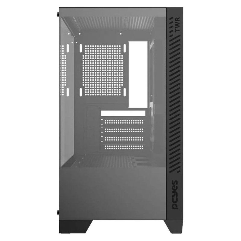 gabinete gamer pcyes forcefield twr black vulcan mid tower vidro temperado preto (mp)