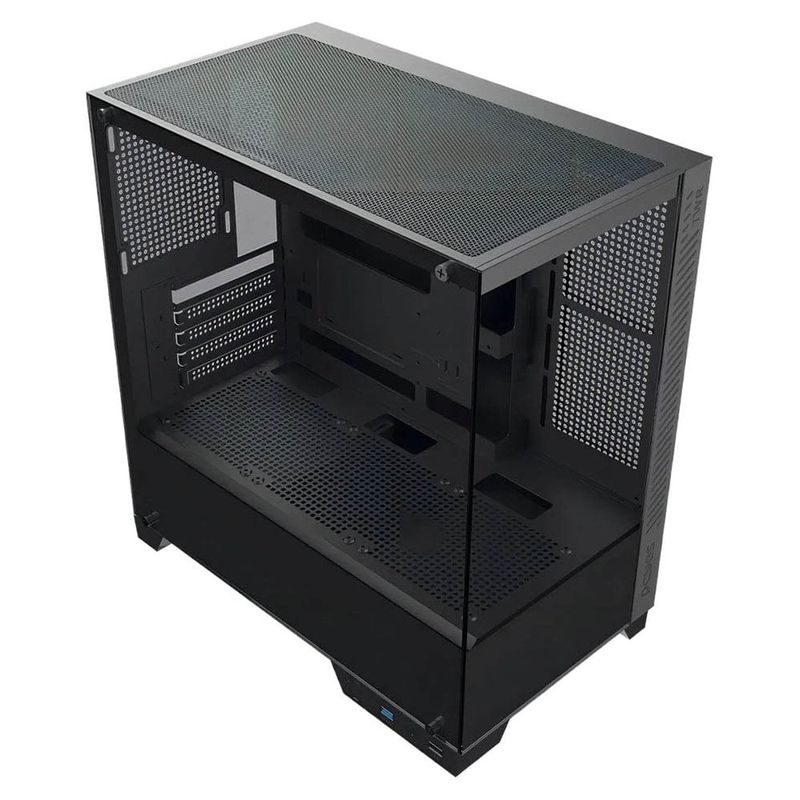 gabinete gamer pcyes forcefield twr black vulcan mid tower vidro temperado preto (mp)
