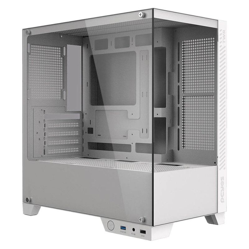 gabinete gamer pcyes forcefield twr white ghost mid tower vidro temperado branco (mp)