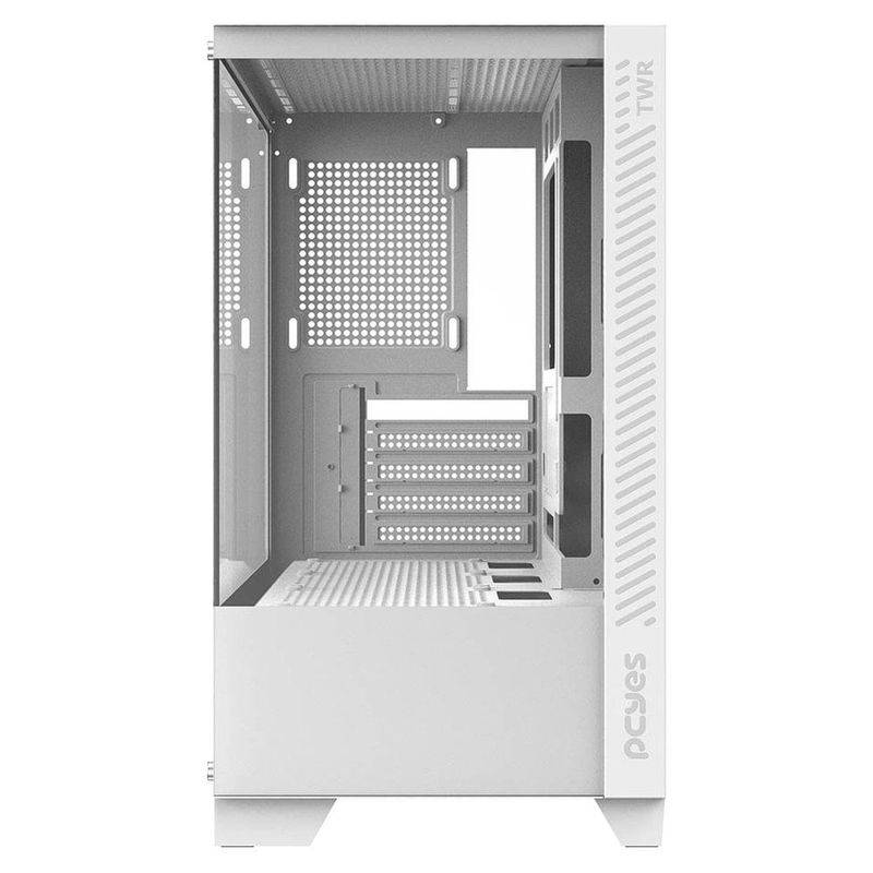 gabinete gamer pcyes forcefield twr white ghost mid tower vidro temperado branco (mp)