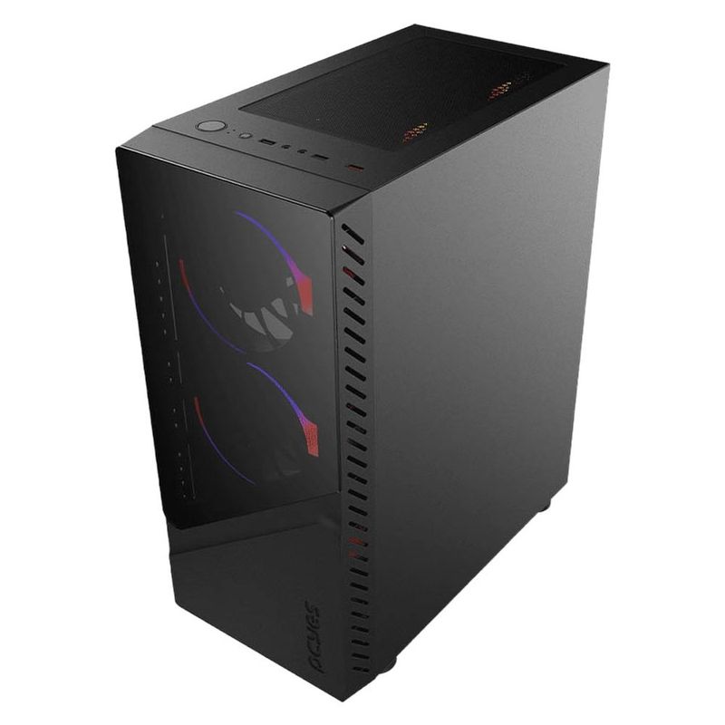 gabinete gamer pcyes set black vulcan vidro temperado preto gsbvpbr (mp)