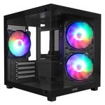 gabinete gamer vinik g-cube aquário mid tower vidro com 3 fans preto gggcvbk (mp)