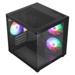 gabinete gamer vinik g-cube aquário mid tower vidro com 3 fans preto gggcvbk (mp)
