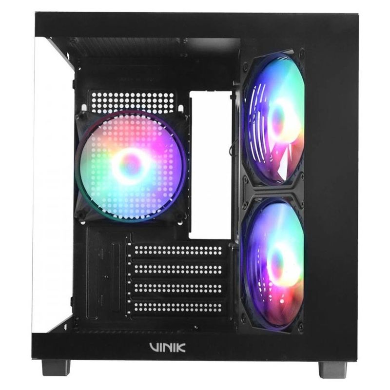 gabinete gamer vinik g-cube aquário mid tower vidro com 3 fans preto gggcvbk (mp)