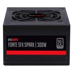 fonte sfx slim 300w pcyes spark 75+ pfc ativo cabos flat spkp300mbpt (mp)