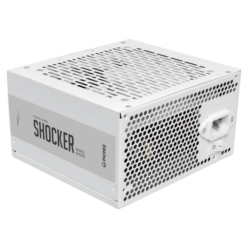 fonte atx gamer 500w pcyes shocker 80 plus pfc ativo white ghost branca (mp)