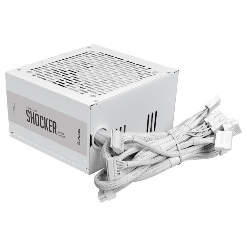fonte atx gamer 500w pcyes shocker 80 plus pfc ativo white ghost branca (mp)