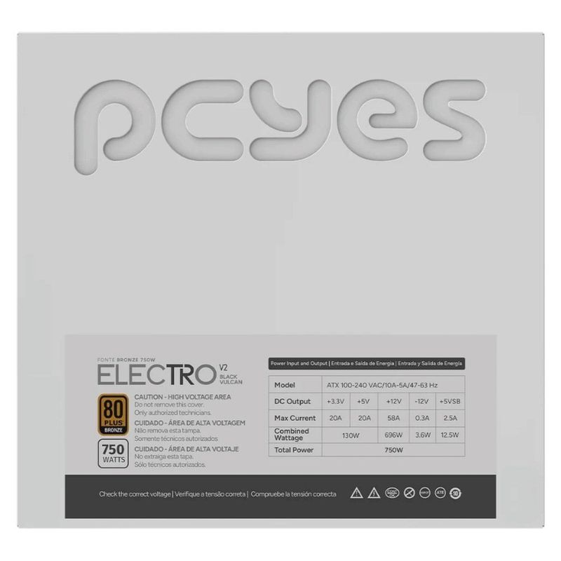 fonte atx gamer 750w pcyes electro v2 80 plus bronze white ghost branca (mp)