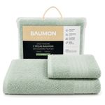 toalhas 2 peças baumon 100% algodão felpudo 136x68 500gsm verde