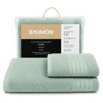 toalhas 2 peças baumon 100% algodão felpudo 145x68 500gsm verde