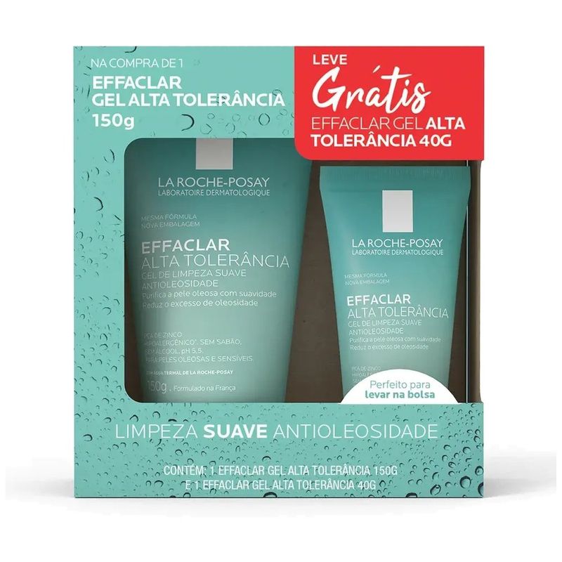kit la roche-posay effaclar gel alta tolerância 150g + effaclar alta tolerância 50g
