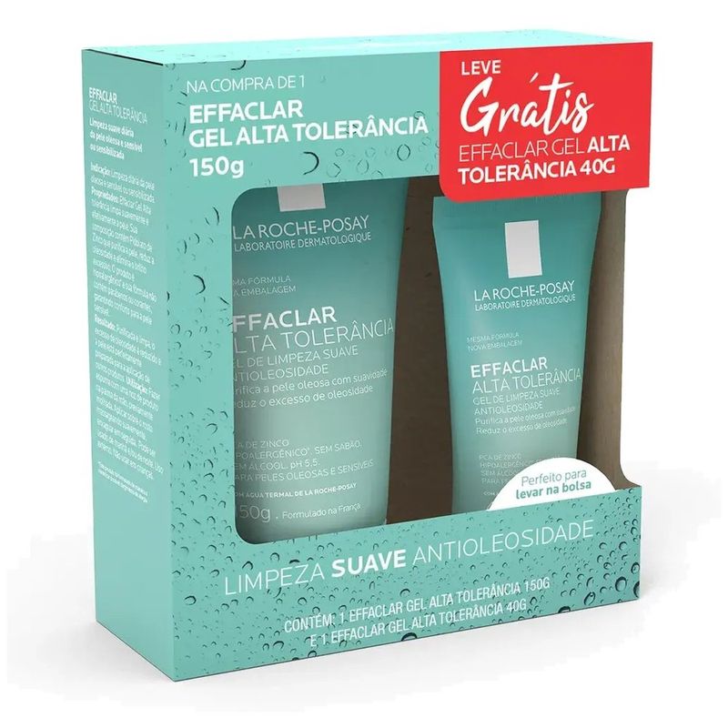 kit la roche-posay effaclar gel alta tolerância 150g + effaclar alta tolerância 50g