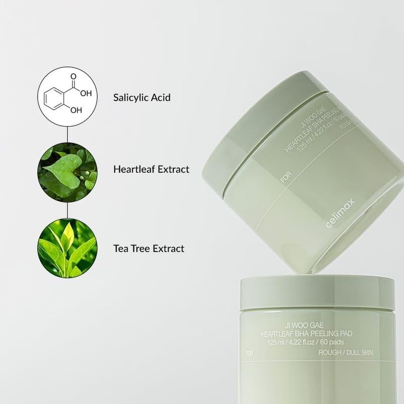 disco facial coreano celimax ji woo gae heartleaf bha peeling pad 60 unidades
